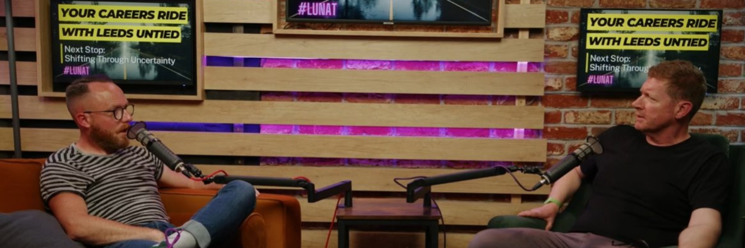 Leeds Untied podcast studio — Ben and Marc in conversation