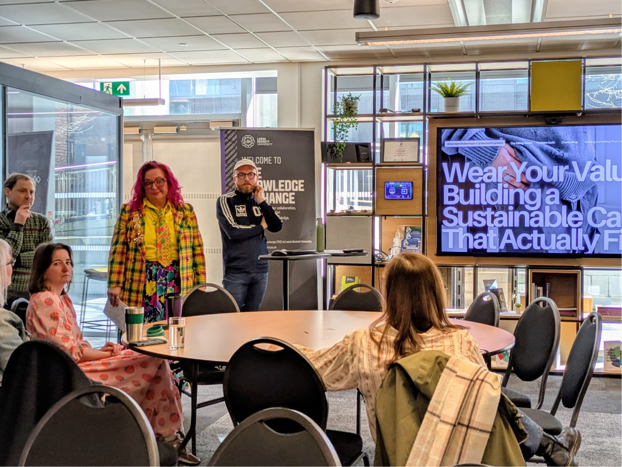 Ben Robertson delivering Wear Your Values at the Leeds Beckett sustainable fashion pop-up